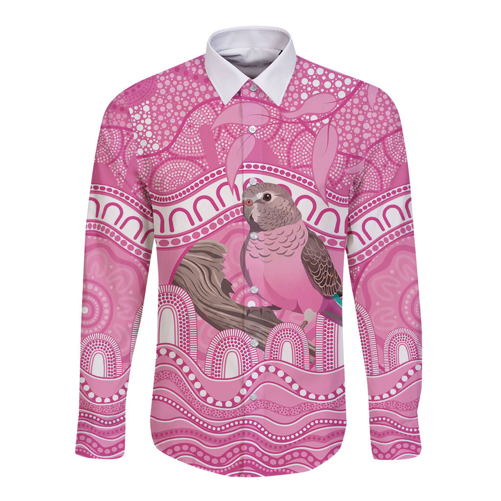 Indigenous Australia Bourkie Long Sleeve Button Shirt Aussie Bourke's Parrot Aboriginal Art