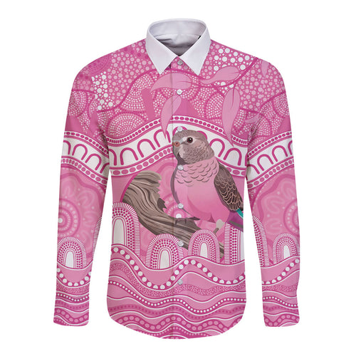 Indigenous Australia Bourkie Long Sleeve Button Shirt Aussie Bourke's Parrot Aboriginal Art