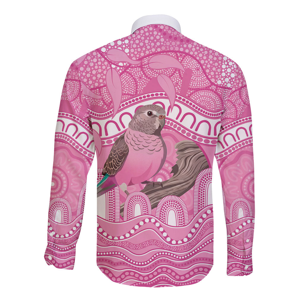 Indigenous Australia Bourkie Long Sleeve Button Shirt Aussie Bourke's Parrot Aboriginal Art