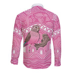 Indigenous Australia Bourkie Long Sleeve Button Shirt Aussie Bourke's Parrot Aboriginal Art