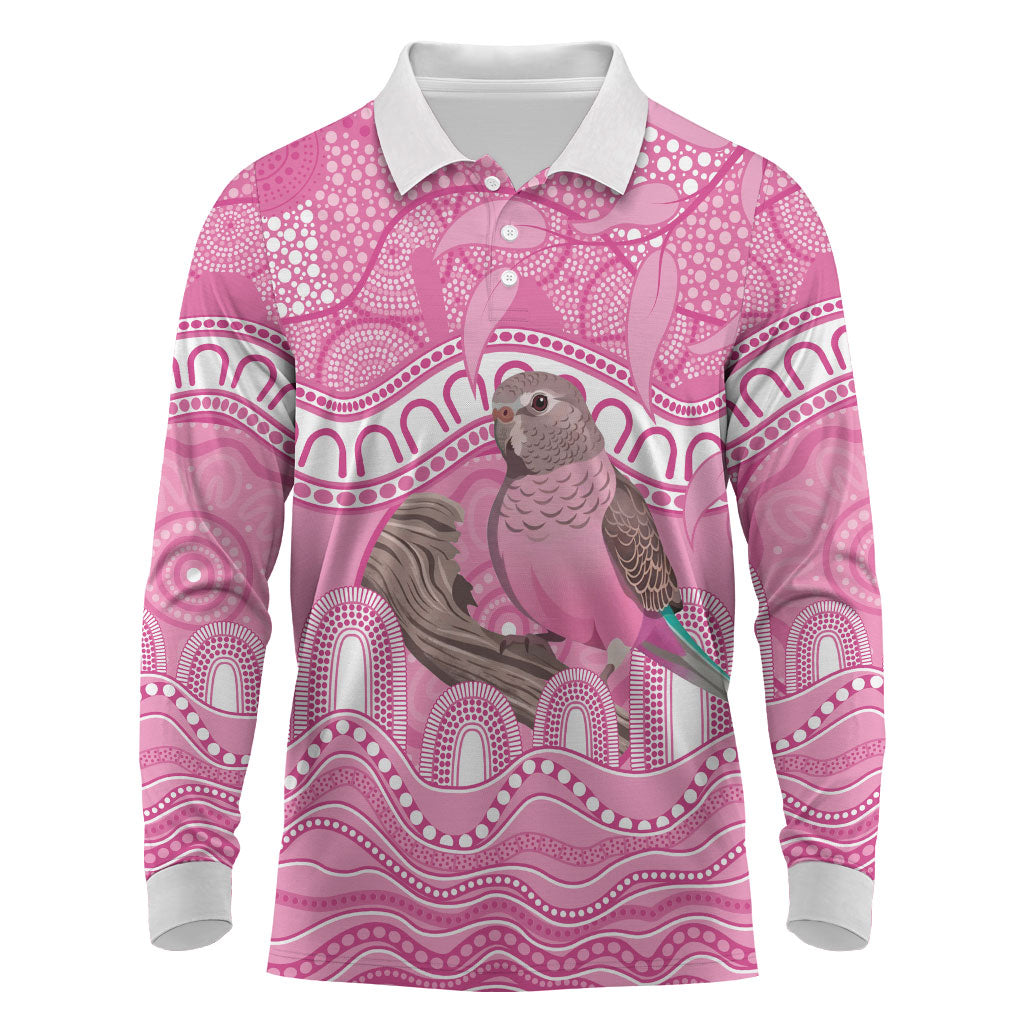 Indigenous Australia Bourkie Long Sleeve Polo Shirt Aussie Bourke's Parrot Aboriginal Art