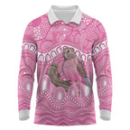 Indigenous Australia Bourkie Long Sleeve Polo Shirt Aussie Bourke's Parrot Aboriginal Art