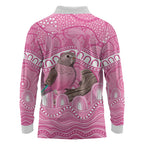 Indigenous Australia Bourkie Long Sleeve Polo Shirt Aussie Bourke's Parrot Aboriginal Art
