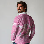 Indigenous Australia Bourkie Long Sleeve Polo Shirt Aussie Bourke's Parrot Aboriginal Art