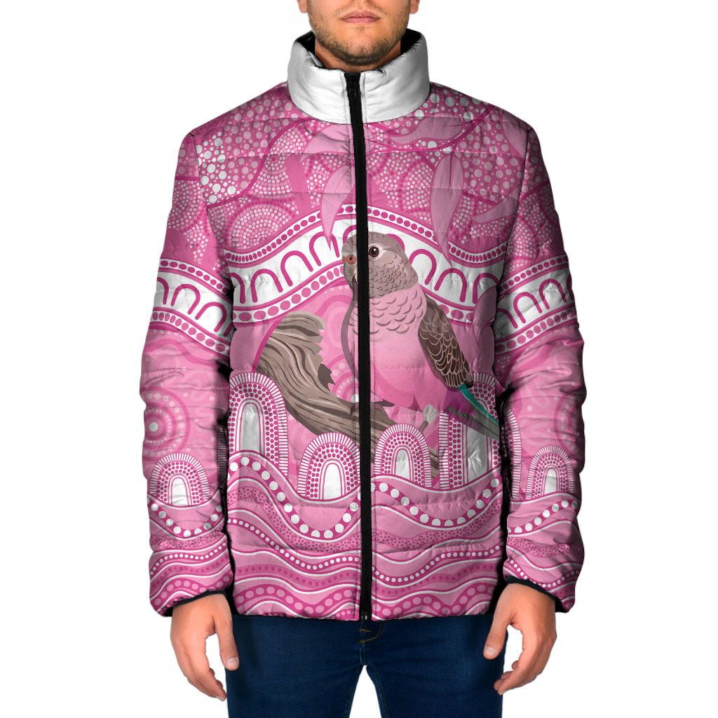 Indigenous Australia Bourkie Padded Jacket Aussie Bourke's Parrot Aboriginal Art