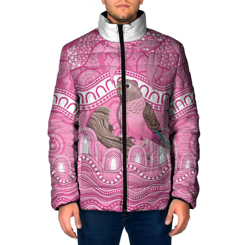 Indigenous Australia Bourkie Padded Jacket Aussie Bourke's Parrot Aboriginal Art