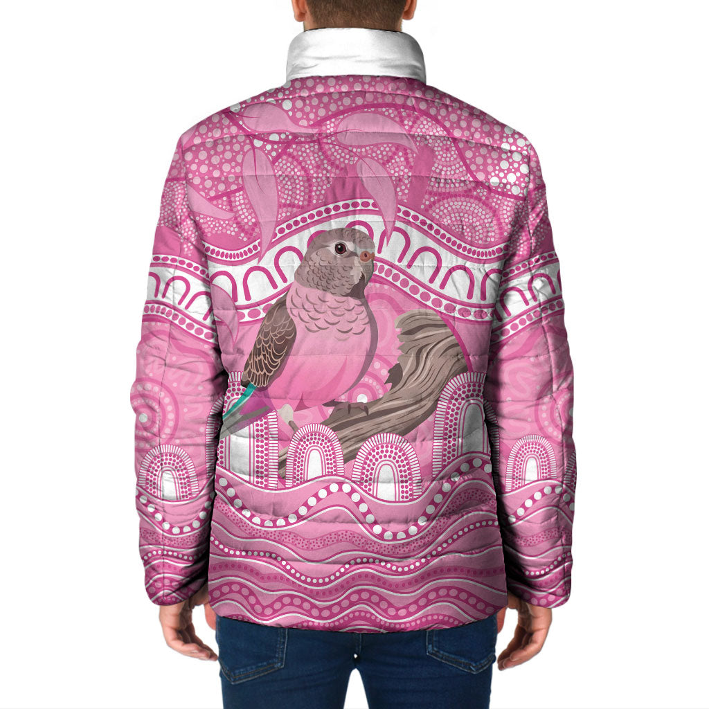 Indigenous Australia Bourkie Padded Jacket Aussie Bourke's Parrot Aboriginal Art