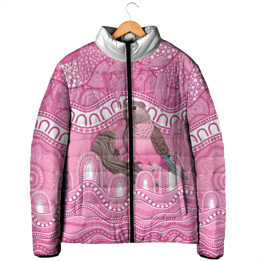 Indigenous Australia Bourkie Padded Jacket Aussie Bourke's Parrot Aboriginal Art
