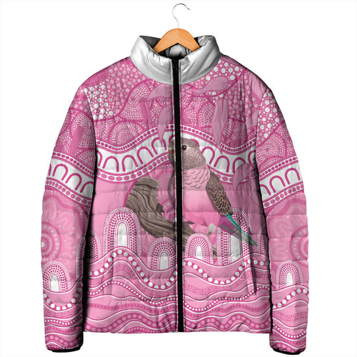 Indigenous Australia Bourkie Padded Jacket Aussie Bourke's Parrot Aboriginal Art