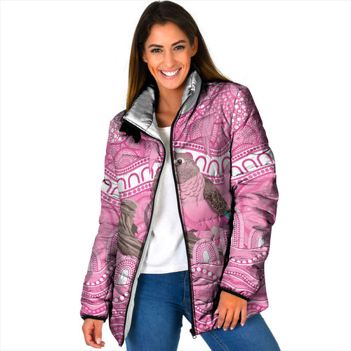 Indigenous Australia Bourkie Padded Jacket Aussie Bourke's Parrot Aboriginal Art