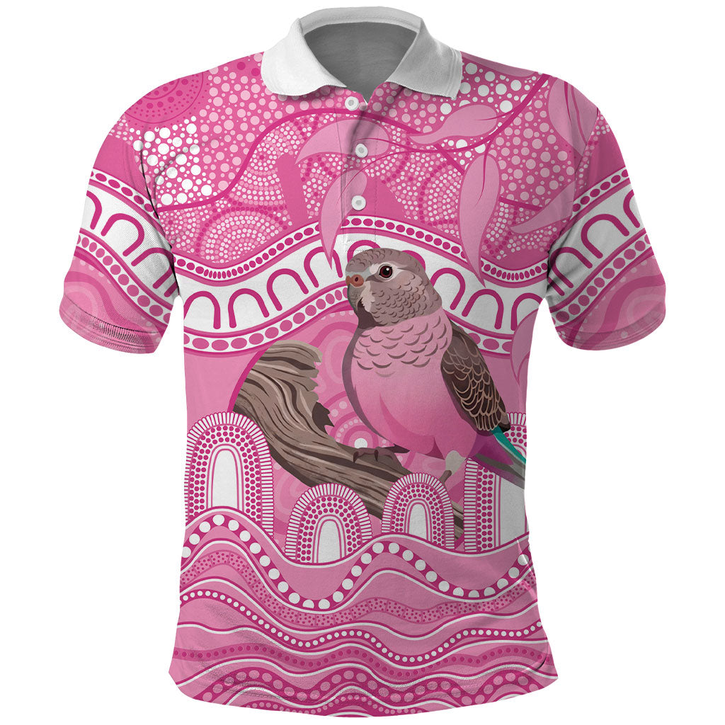 Indigenous Australia Bourkie Polo Shirt Aussie Bourke's Parrot Aboriginal Art