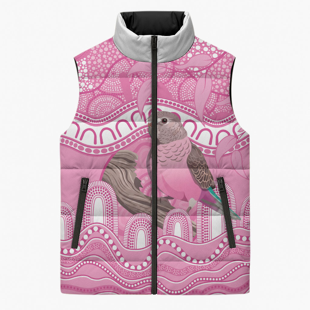 Indigenous Australia Bourkie Sleeveless Puffer Jacket Aussie Bourke's Parrot Aboriginal Art