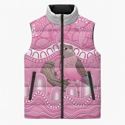 Indigenous Australia Bourkie Sleeveless Puffer Jacket Aussie Bourke's Parrot Aboriginal Art