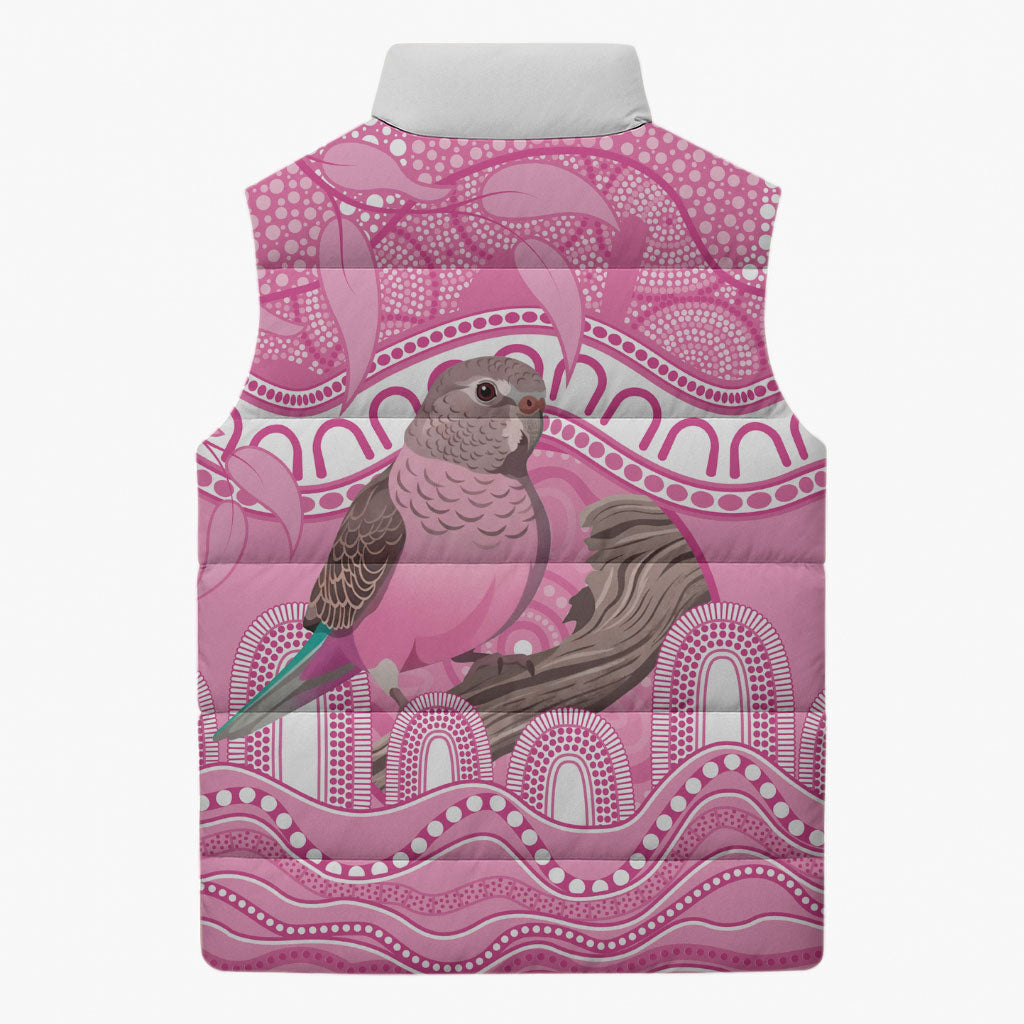 Indigenous Australia Bourkie Sleeveless Puffer Jacket Aussie Bourke's Parrot Aboriginal Art