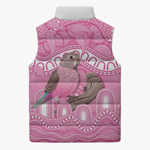 Indigenous Australia Bourkie Sleeveless Puffer Jacket Aussie Bourke's Parrot Aboriginal Art