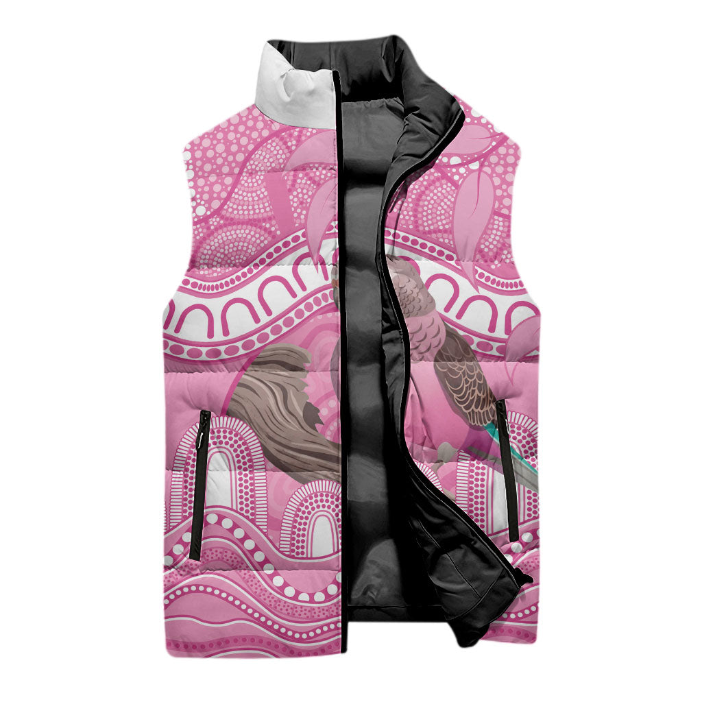 Indigenous Australia Bourkie Sleeveless Puffer Jacket Aussie Bourke's Parrot Aboriginal Art