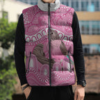 Indigenous Australia Bourkie Sleeveless Puffer Jacket Aussie Bourke's Parrot Aboriginal Art