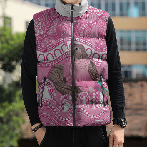Indigenous Australia Bourkie Sleeveless Puffer Jacket Aussie Bourke's Parrot Aboriginal Art
