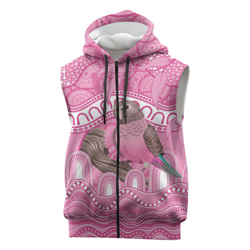 Indigenous Australia Bourkie Sleeveless Zip Hoodie Aussie Bourke's Parrot Aboriginal Art