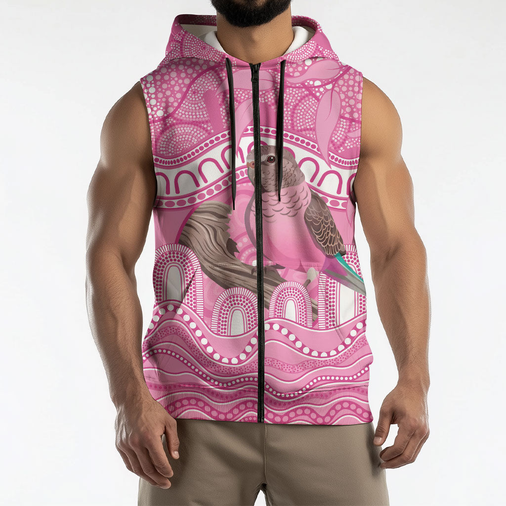 Indigenous Australia Bourkie Sleeveless Zip Hoodie Aussie Bourke's Parrot Aboriginal Art