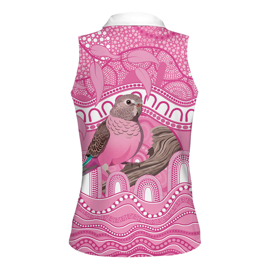 Indigenous Australia Bourkie Women Sleeveless Polo Shirt Aussie Bourke's Parrot Aboriginal Art