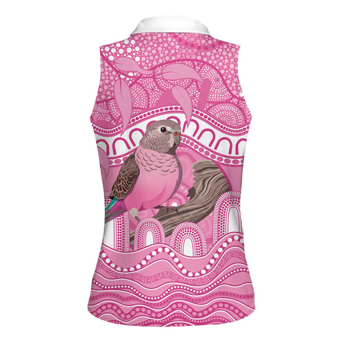 Indigenous Australia Bourkie Women Sleeveless Polo Shirt Aussie Bourke's Parrot Aboriginal Art
