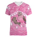 Indigenous Australia Bourkie Women V-Neck T-Shirt Aussie Bourke's Parrot Aboriginal Art