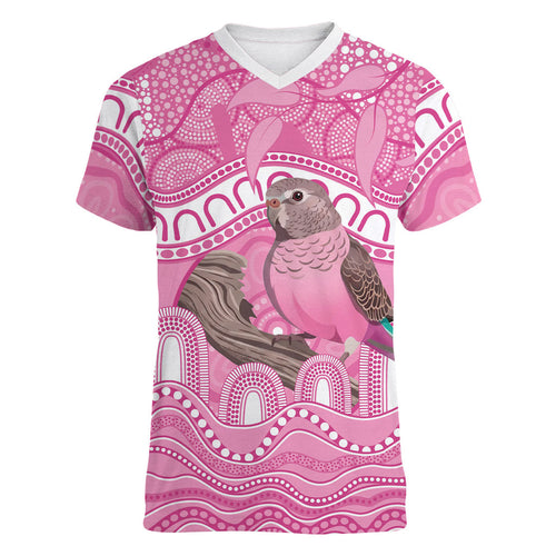 Indigenous Australia Bourkie Women V-Neck T-Shirt Aussie Bourke's Parrot Aboriginal Art
