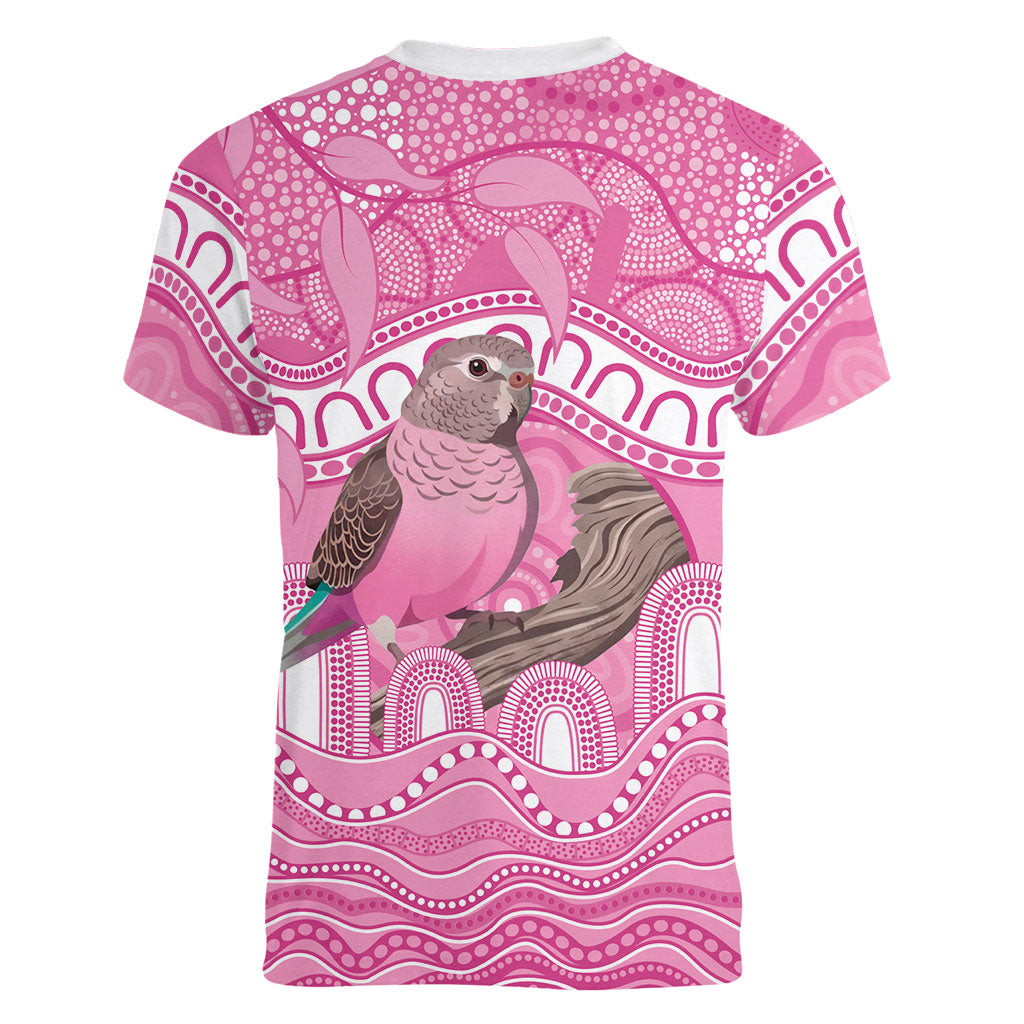 Indigenous Australia Bourkie Women V-Neck T-Shirt Aussie Bourke's Parrot Aboriginal Art