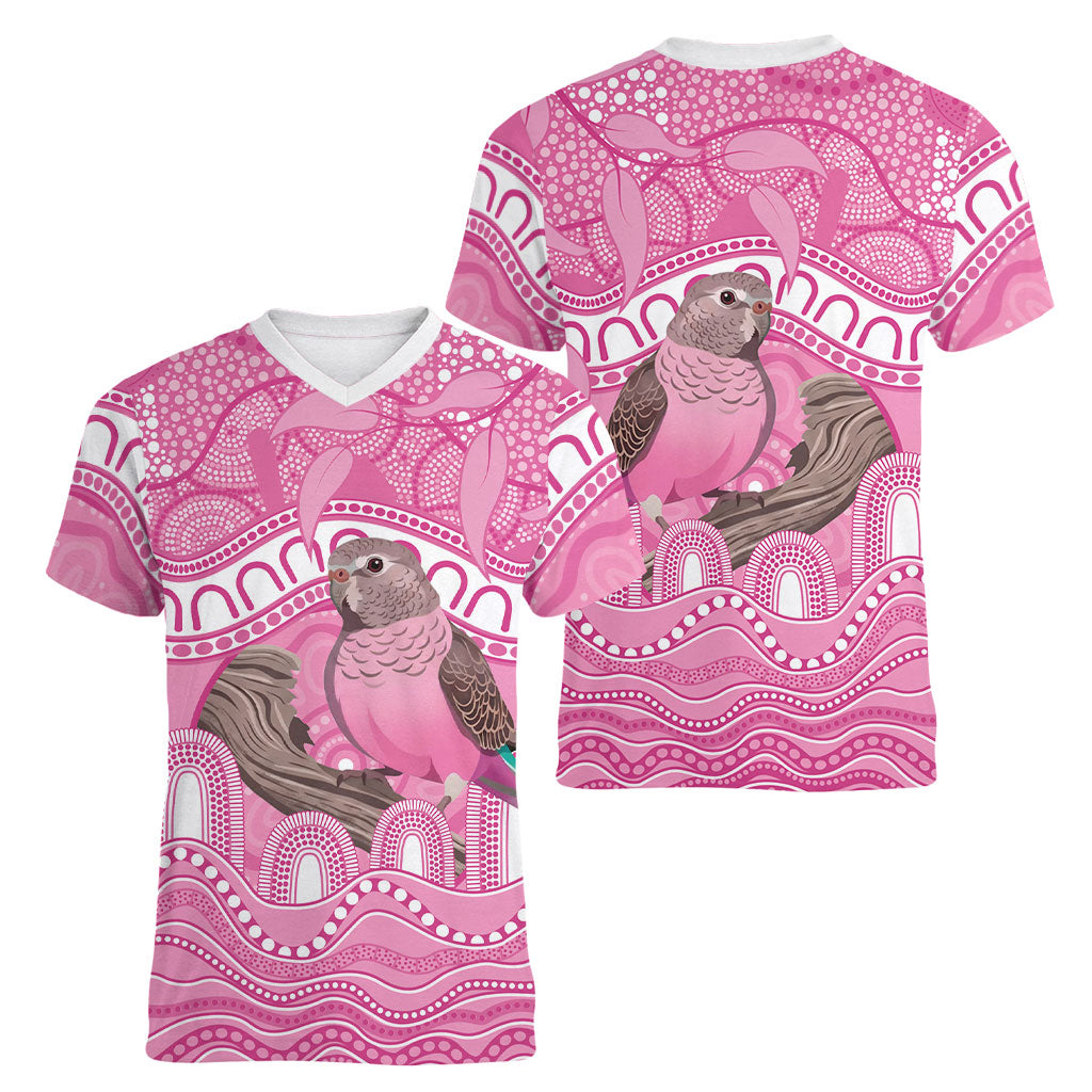 Indigenous Australia Bourkie Women V-Neck T-Shirt Aussie Bourke's Parrot Aboriginal Art