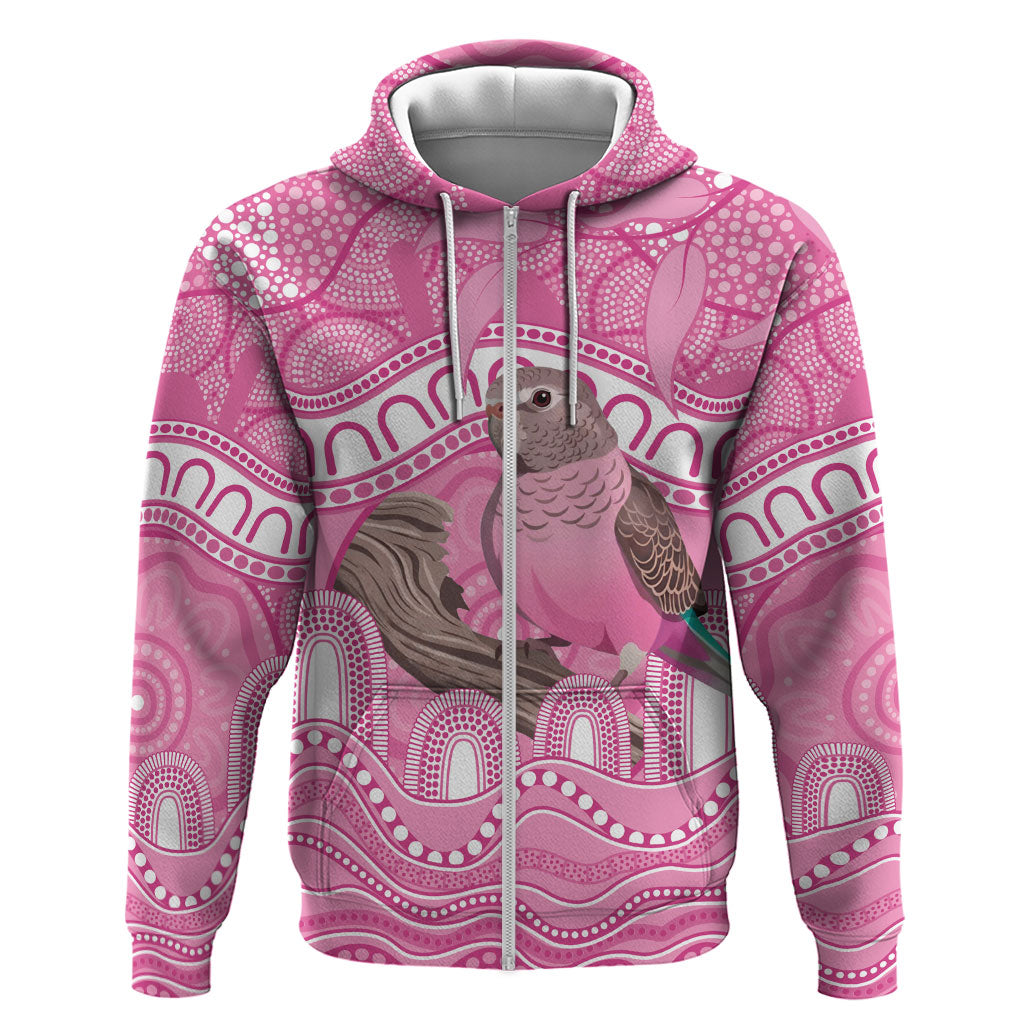 Indigenous Australia Bourkie Zip Hoodie Aussie Bourke's Parrot Aboriginal Art