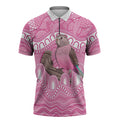Indigenous Australia Bourkie Zipper Polo Shirt Aussie Bourke's Parrot Aboriginal Art