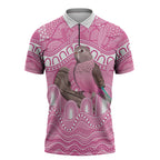 Indigenous Australia Bourkie Zipper Polo Shirt Aussie Bourke's Parrot Aboriginal Art