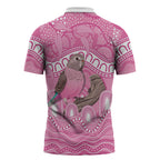 Indigenous Australia Bourkie Zipper Polo Shirt Aussie Bourke's Parrot Aboriginal Art