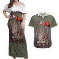 Save Rock Wallabies Australia 2026 Couples Matching Off Shoulder Maxi Dress and Hawaiian Shirt