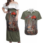Save Rock Wallabies Australia 2026 Couples Matching Off Shoulder Maxi Dress and Hawaiian Shirt