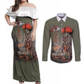 Save Rock Wallabies Australia 2026 Couples Matching Off Shoulder Maxi Dress and Long Sleeve Button Shirt
