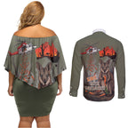 Save Rock Wallabies Australia 2026 Couples Matching Off Shoulder Short Dress and Long Sleeve Button Shirt