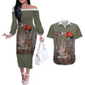 Save Rock Wallabies Australia 2026 Couples Matching Off The Shoulder Long Sleeve Dress and Hawaiian Shirt
