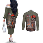 Save Rock Wallabies Australia 2026 Couples Matching Off The Shoulder Long Sleeve Dress and Long Sleeve Button Shirt