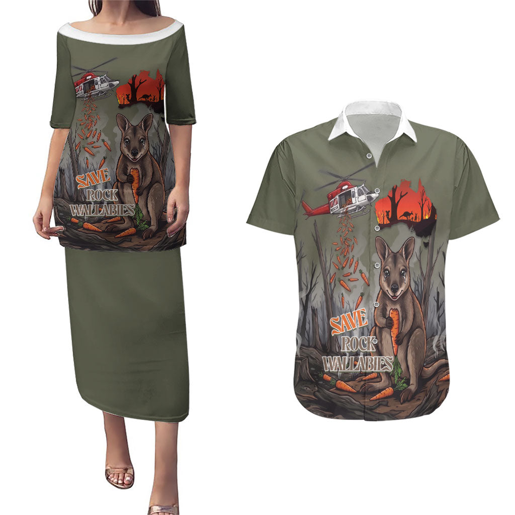 Save Rock Wallabies Australia 2026 Couples Matching Puletasi and Hawaiian Shirt