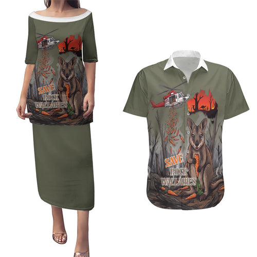 Save Rock Wallabies Australia 2026 Couples Matching Puletasi and Hawaiian Shirt