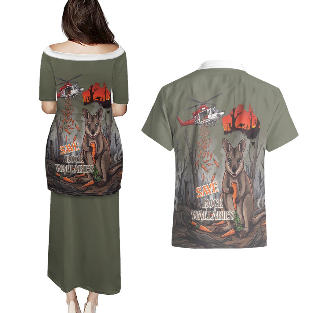 Save Rock Wallabies Australia 2026 Couples Matching Puletasi and Hawaiian Shirt