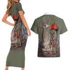 Save Rock Wallabies Australia 2026 Couples Matching Short Sleeve Bodycon Dress and Hawaiian Shirt