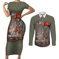 Save Rock Wallabies Australia 2026 Couples Matching Short Sleeve Bodycon Dress and Long Sleeve Button Shirt