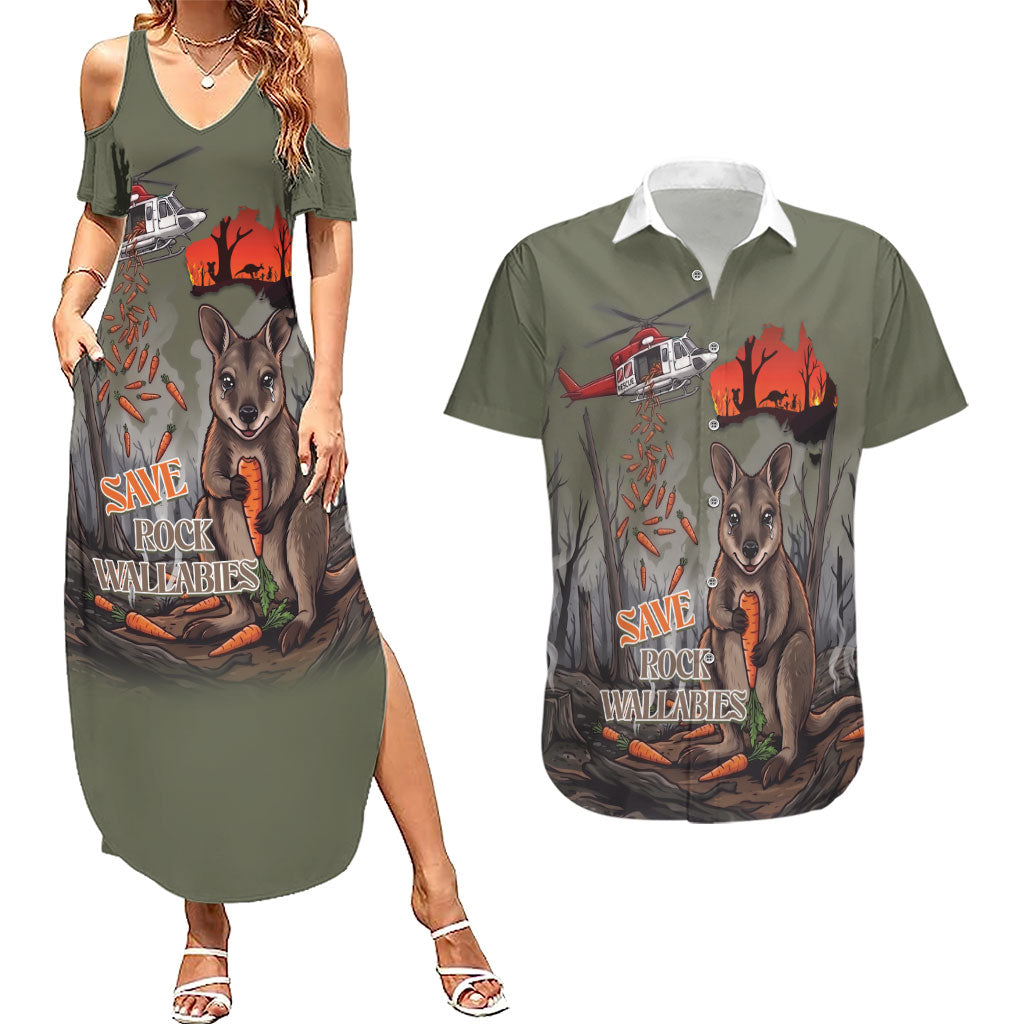 Save Rock Wallabies Australia 2026 Couples Matching Summer Maxi Dress and Hawaiian Shirt