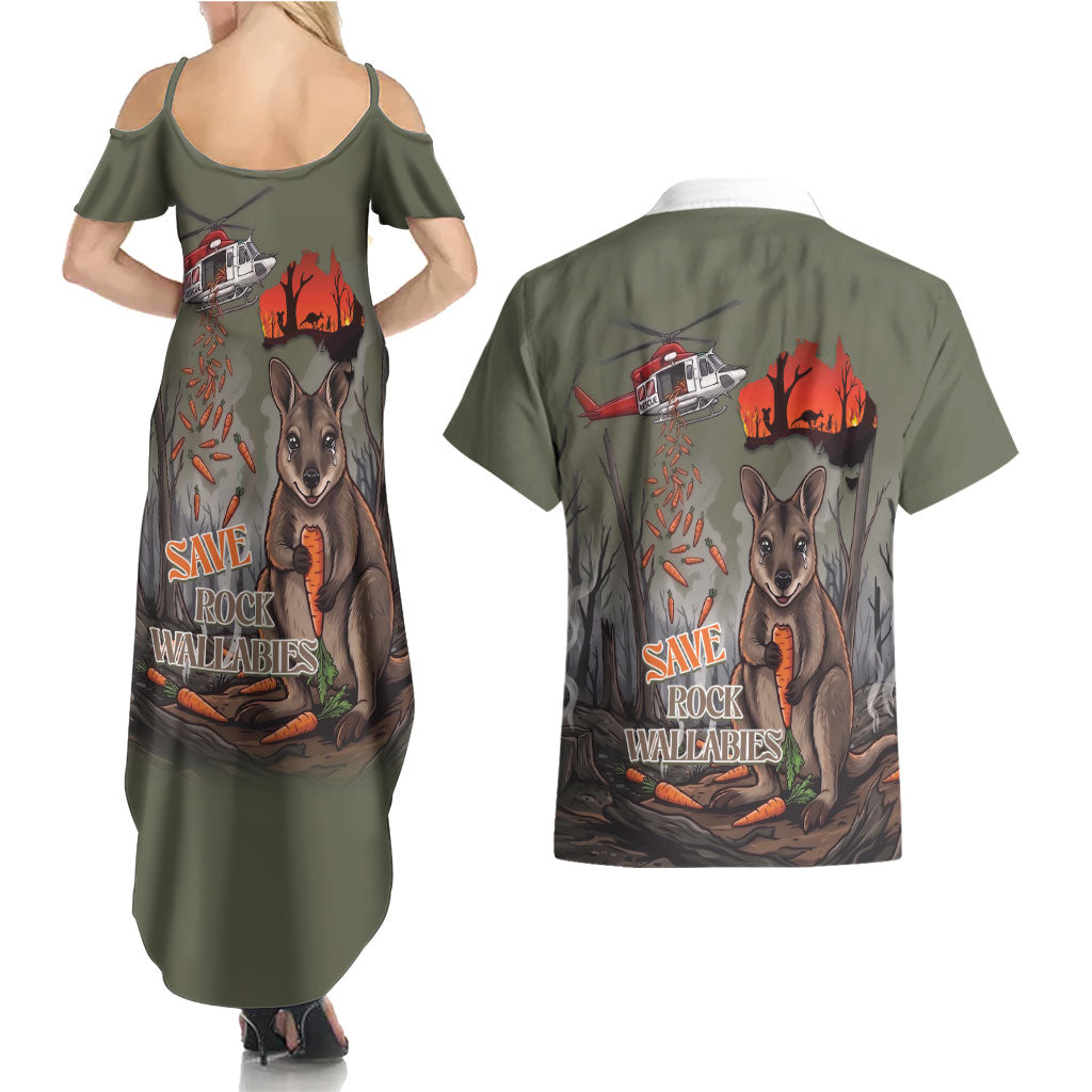 Save Rock Wallabies Australia 2026 Couples Matching Summer Maxi Dress and Hawaiian Shirt