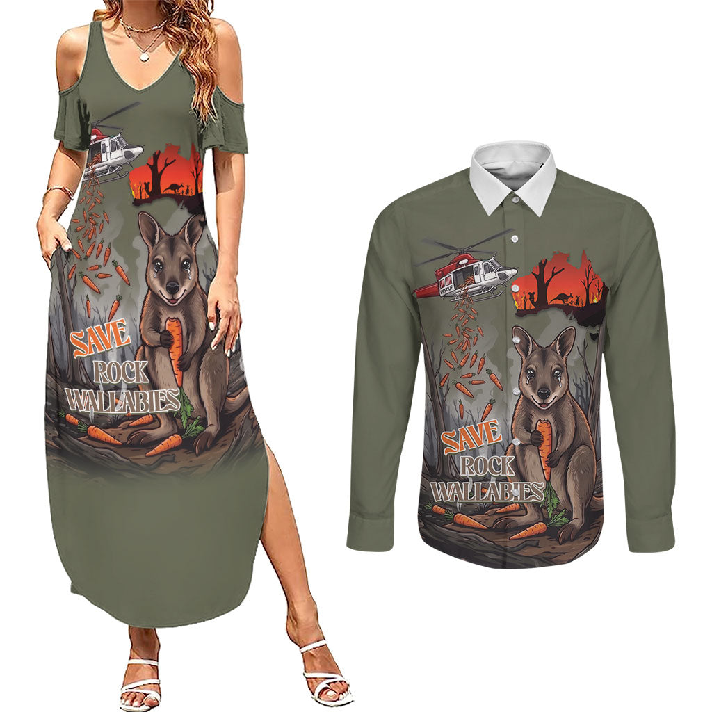 Save Rock Wallabies Australia 2026 Couples Matching Summer Maxi Dress and Long Sleeve Button Shirt