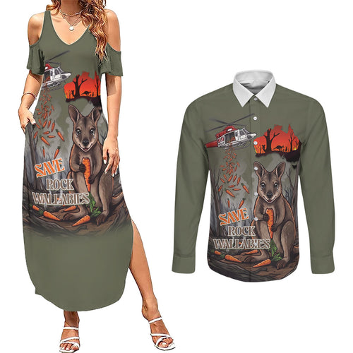Save Rock Wallabies Australia 2026 Couples Matching Summer Maxi Dress and Long Sleeve Button Shirt