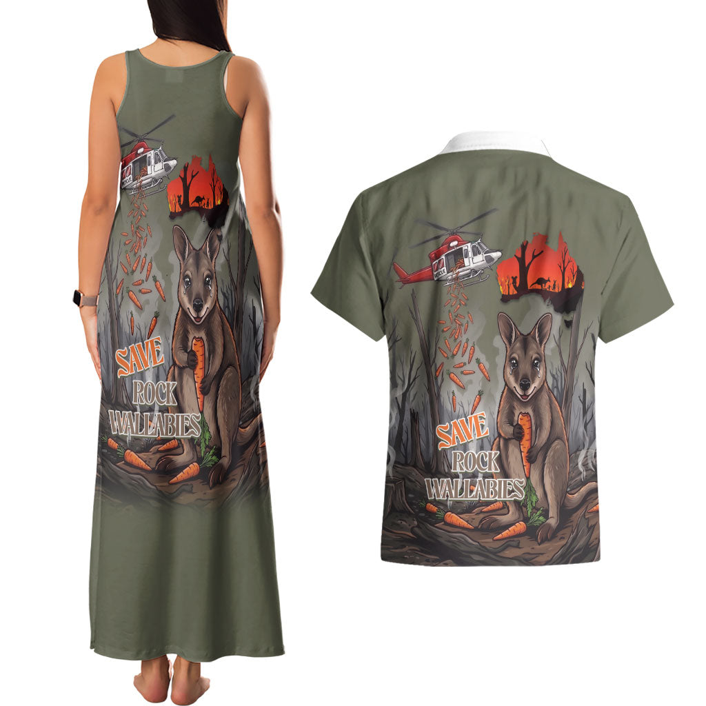 Save Rock Wallabies Australia 2026 Couples Matching Tank Maxi Dress and Hawaiian Shirt